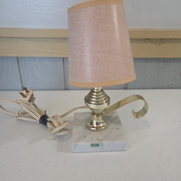 Vintage Italian Marble 3" Base Square Lamp Genie Handle Style 1950s Electric - Picture 2 of 15